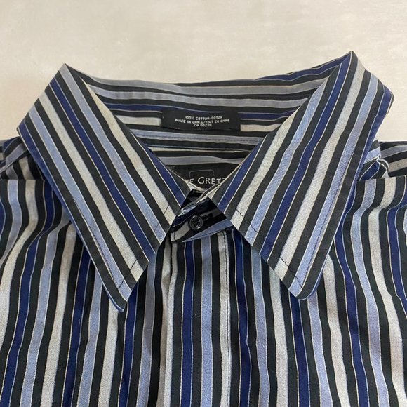 Wayne Gretzky Button Down Dress Shirt Men Size XL Blue Striped Collared Cotton - Picture 5 of 12